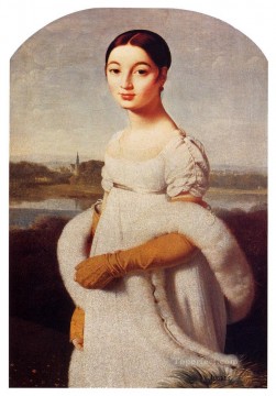  Auguste Oil Painting - Auguste Dominique Portrait Of Mademoiselle Caroline Riviere Neoclassical Jean Auguste Dominique Ingres